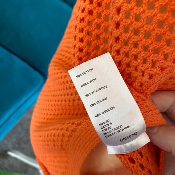 Urban Outfitters | BDG Tybee Mesh Sweater Tank Top Tangerine Orange Swim Cover S - Picture 11 of 13